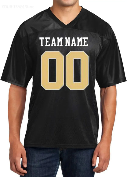 Custom American Football Jersey Green Large V-Neck Unisex Adult Sports Jersey Personalized Team Uniform - Breathable Polyester