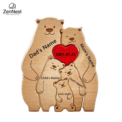 Bear Home Wooden Puzzle Personalized Custom Decor Heart Warmer