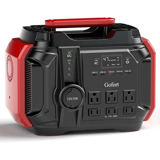 Portable Power Station 540Wh/500W(Peak 1000W) 6 x AC 110V Outlets PD 60W Portable Solar Generator CPAP Battery Power Outage Supplies Emergency Backup Power for Outdoor RV/Van Camping Fishing,Outdoor Energy Camping Travel(Sola