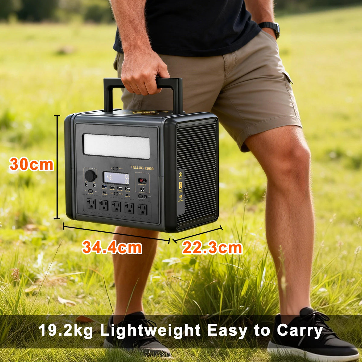 GSIKE Portable Power Station LiFePO4 Solar Generator Pure Sine Wave 110V AC Outlet 300W 1200W 2000W Option for Camping RV Home Blackout Emergency Backup