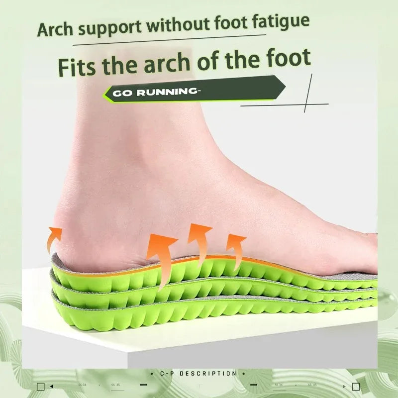 1 Pair Breathable Shock-absorbing Insoles Men's Outdoor Sport Insoles Soft Elastic Sole Comfortable Arch Support Insoles