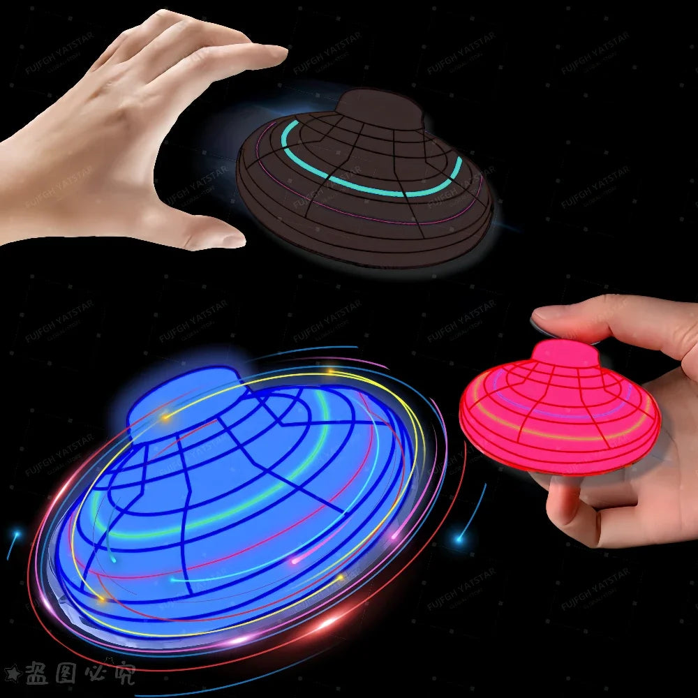 Magic Flying Helicopter Spinner Fingertip Flight Gyro Hover Ball Mini Drone Aircraft LED Light Outdoor Fun Toy for Teens & Adult