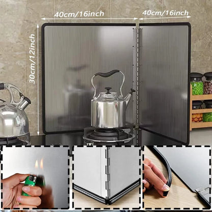 Foldable Stainless Steel Oil Splatter Guard for Frying Pan Oil Splash Insulation Board Nonstick Kitchen Cooking Tool