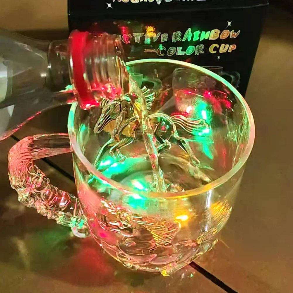 1Pc LED Flash Magic Color Changing Horse Cup Water Activated Light-Up Beer Coffee Milk Tea Wine Whisky Bar Mug Travel Gift