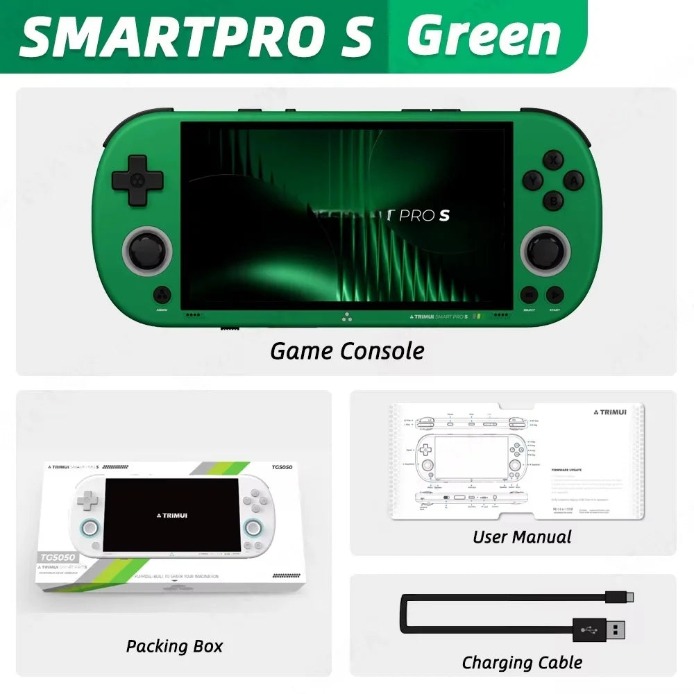 Trimui Smart Pro S Handheld Game Console 4.96'' IPS Screen Linux System Joystick RGB Lighting Retro Video Game Smartpros Gifts