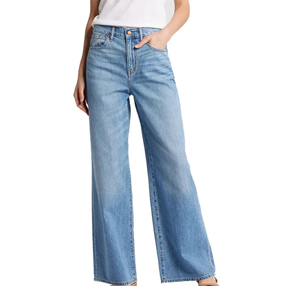 New Women's Casual Denim Jeans Straight Leg Pants with Pockets Hole Custom Embroidery Patchwork women's pants