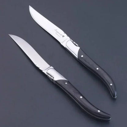 2-10pcs Laguiole Steak Knifes Dinner Knives Black Wood Handle Dinnerware Stainless Table Knife and Fork Wooden Tableware Cutlery
