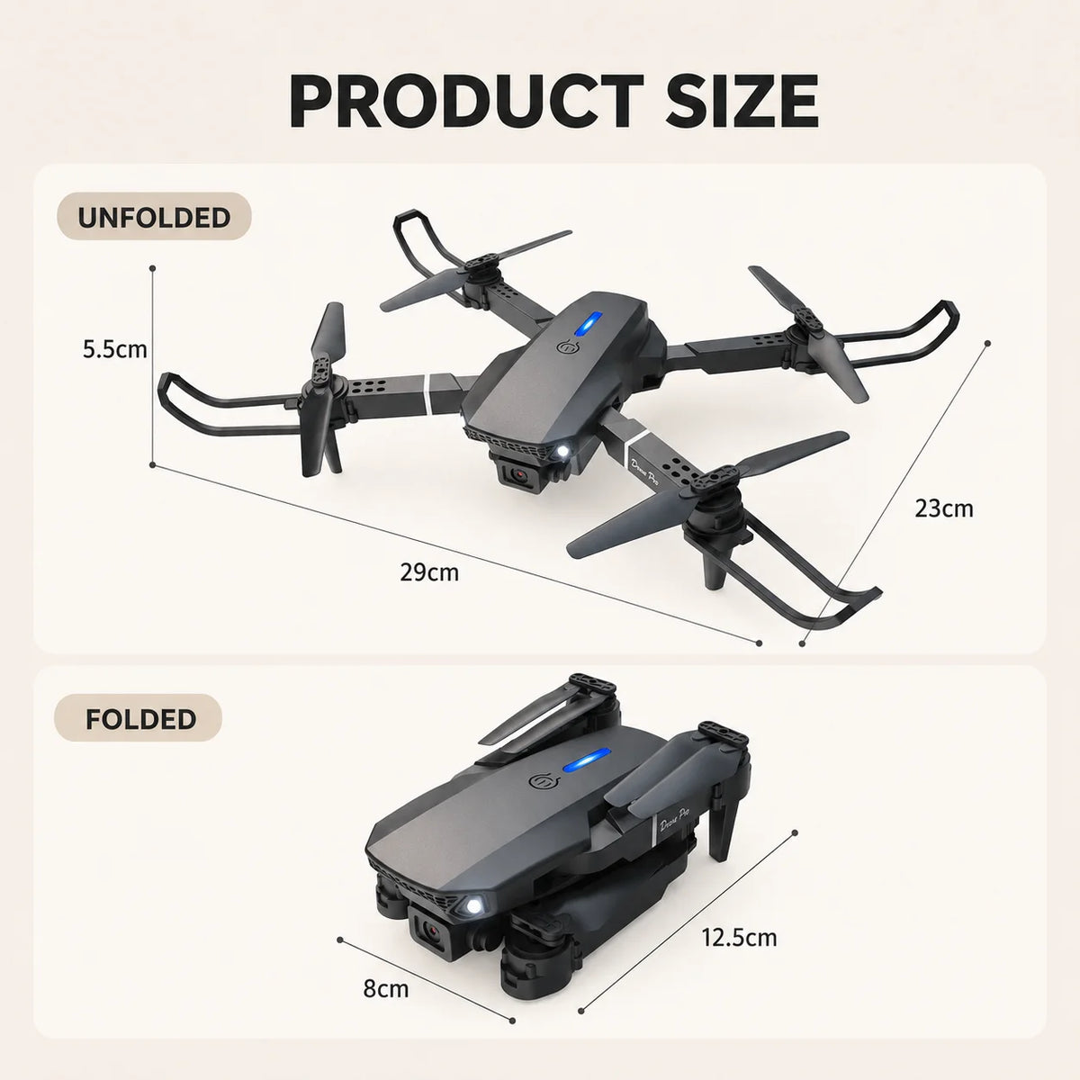 Brushless Motor Foldable Drone Optical Flow Drone 360° Rolling Trajectory Flight Headless Mode Speed Adjustment APP Control Drone