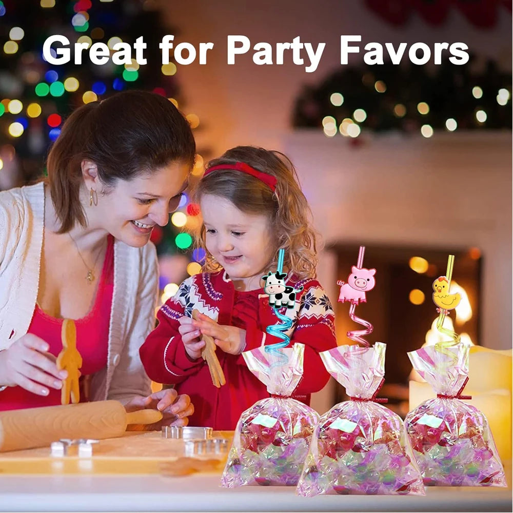 10/20/30pcs Reusable Farm Animal Drinking Straws Party Supplies Chickens Sheep Horses Cows Pigs Barns Farms Birthday Party Decor