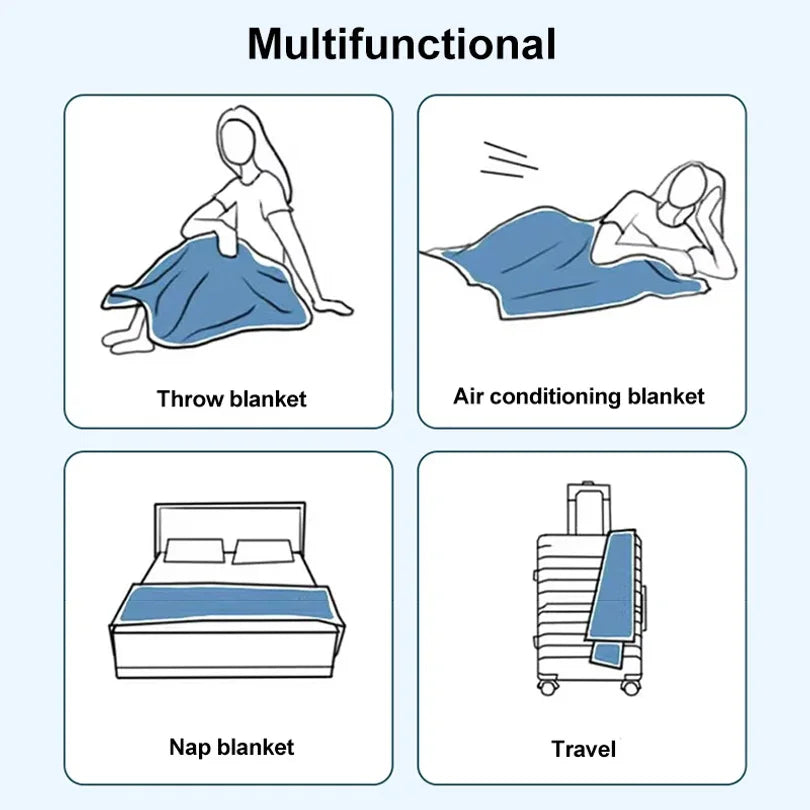 Luxury Flannel Travel Blanket for Airplane Lightweight Office Nap Soft Blanket Non-shedding and Colorfast Multi-purpose Blankets