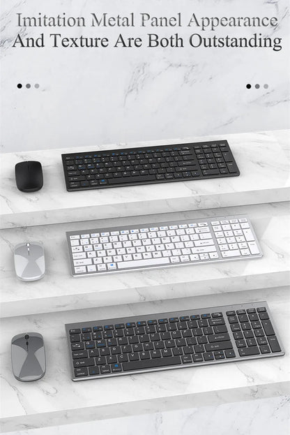 Wireless Keyboard and Mouse Combo Bluetooth 5.0 & 2.4G Rechargeable Multimedia Keyboard Mouse Set for Laptop PC TV iPad Android