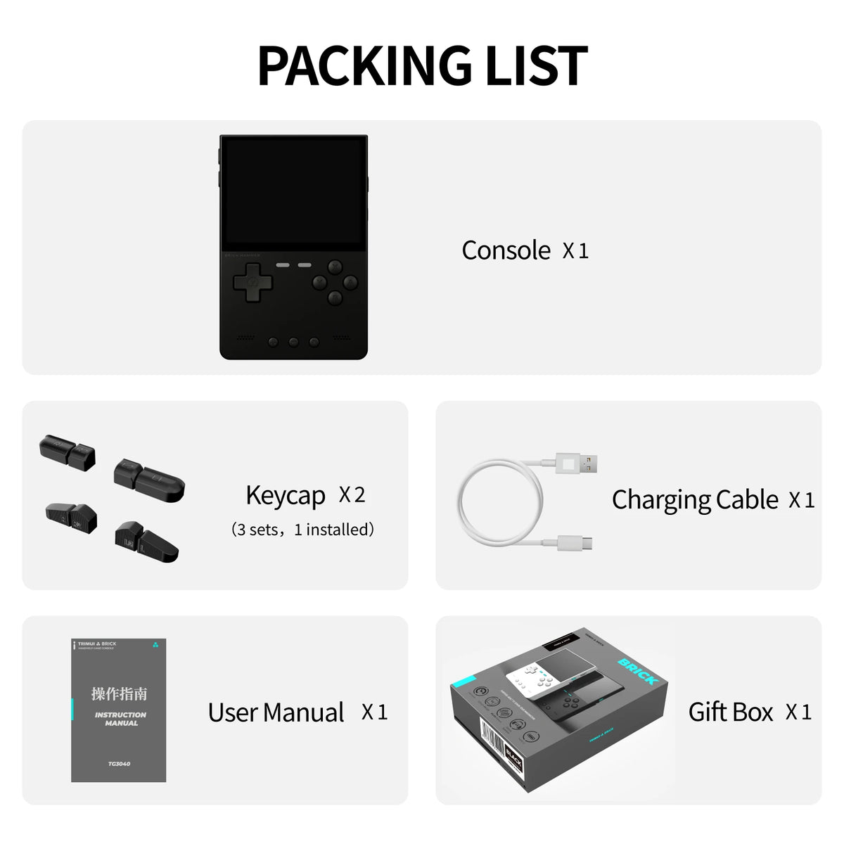 TRIMUI Brick Hammer Portable Handheld Game Player CNC Full Metal 3.2'' IPS Screen Retro Games Linux System Video Gaming Device