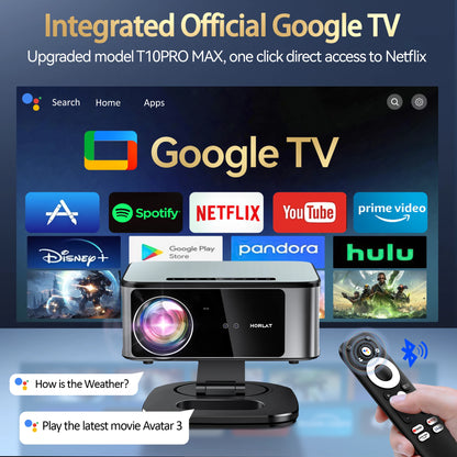 HORLAT 3200Ansi Lumens 4K Full HD Projector T10ULTRA 2G 32G Home Theater WiFi Android 14 Portable Smart TV Cinema Beam Projector