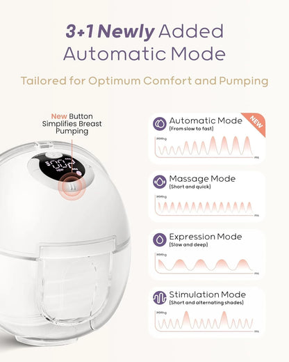 BornBL S32 Hands-Free Breast Pump, Wearable Breastfeeding Pump 4 Modes 9 Levels , Electric Breastmilk Pump Portable, 24mm Flange