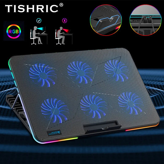 Laptop Cooler Laptop Cooling Pad 6 Quiet Fans High-speed Cooling Supports Laptop Accessories Cooler Notebook Base Radiator