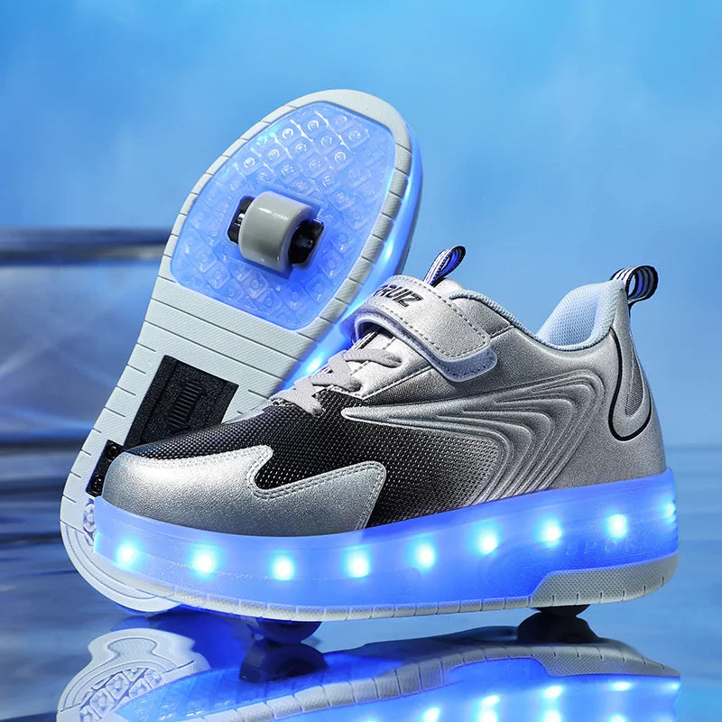 Two Wheels Children's Led Light Roller Skate Shoes For Kids Boys Girls Luminous Sneakers Skateboard USB Charging