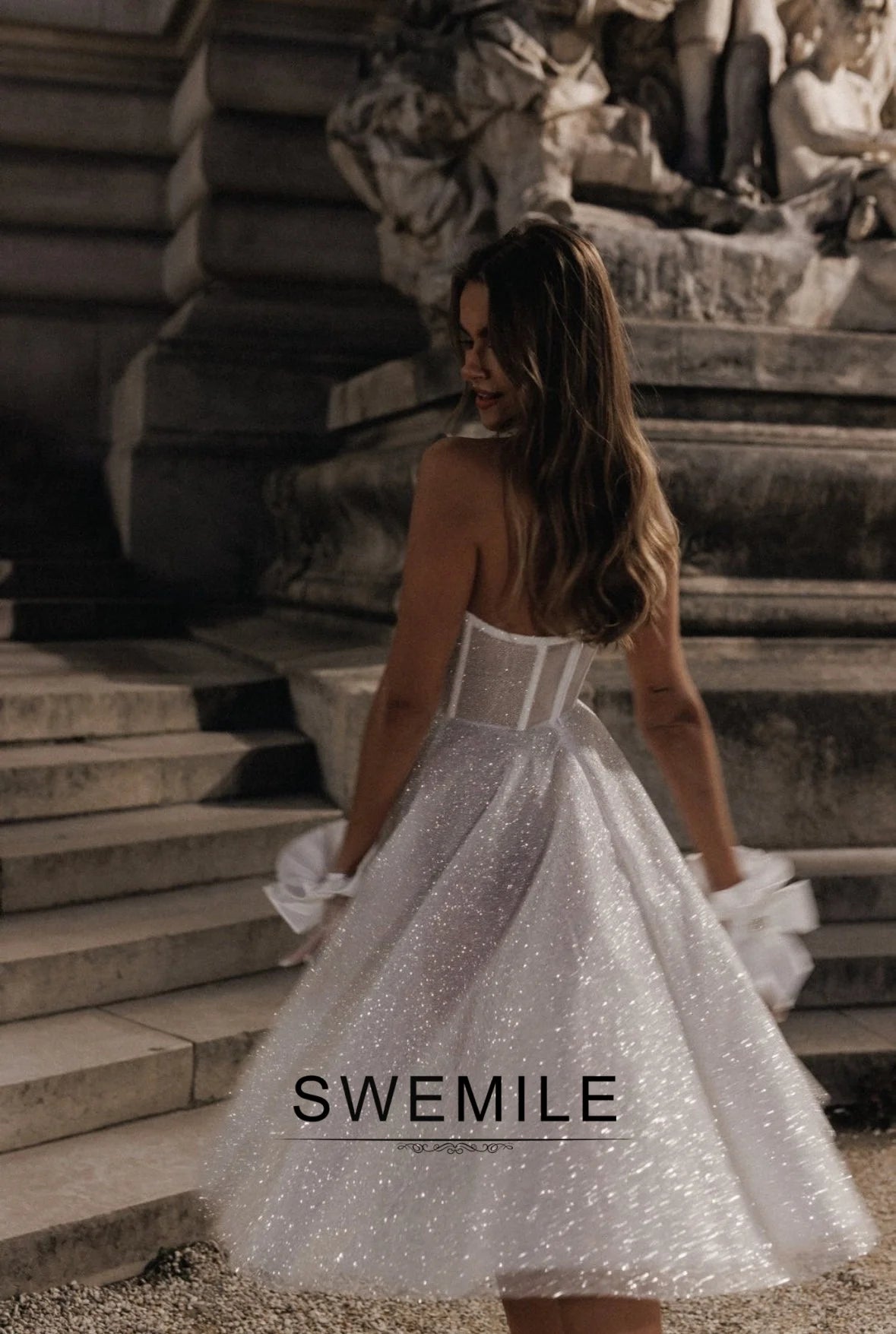 Glitter Wedding Dresses Sweetheart Prom Dresses Short Mini Bridal Gowns After Party Bride Robes Vestidos De Novia Customized