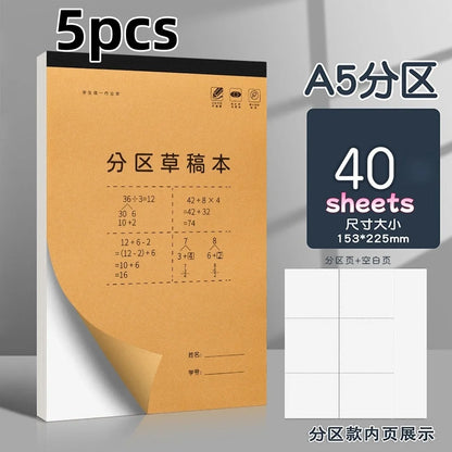 Thick Scratch Paper for Students Mathematics Eye-Protection Soft Cover Notebook for Postgraduate Exam Prep Sketch Pad Blank