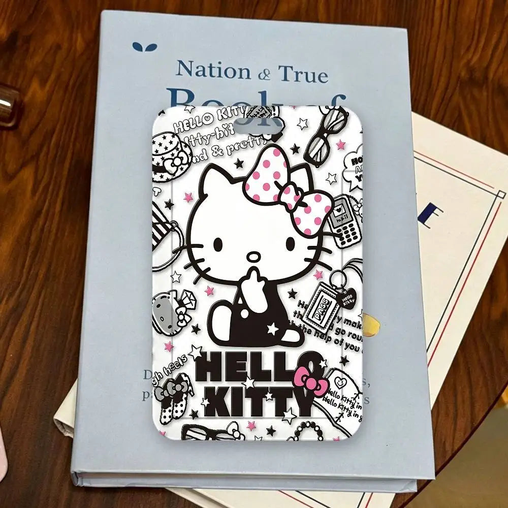 Cute Cat H-Hello K-Kitty NFC Contactless Sliding Card Sleeve For Student Cards, Bus Cards, ID Cards, And Work Permits