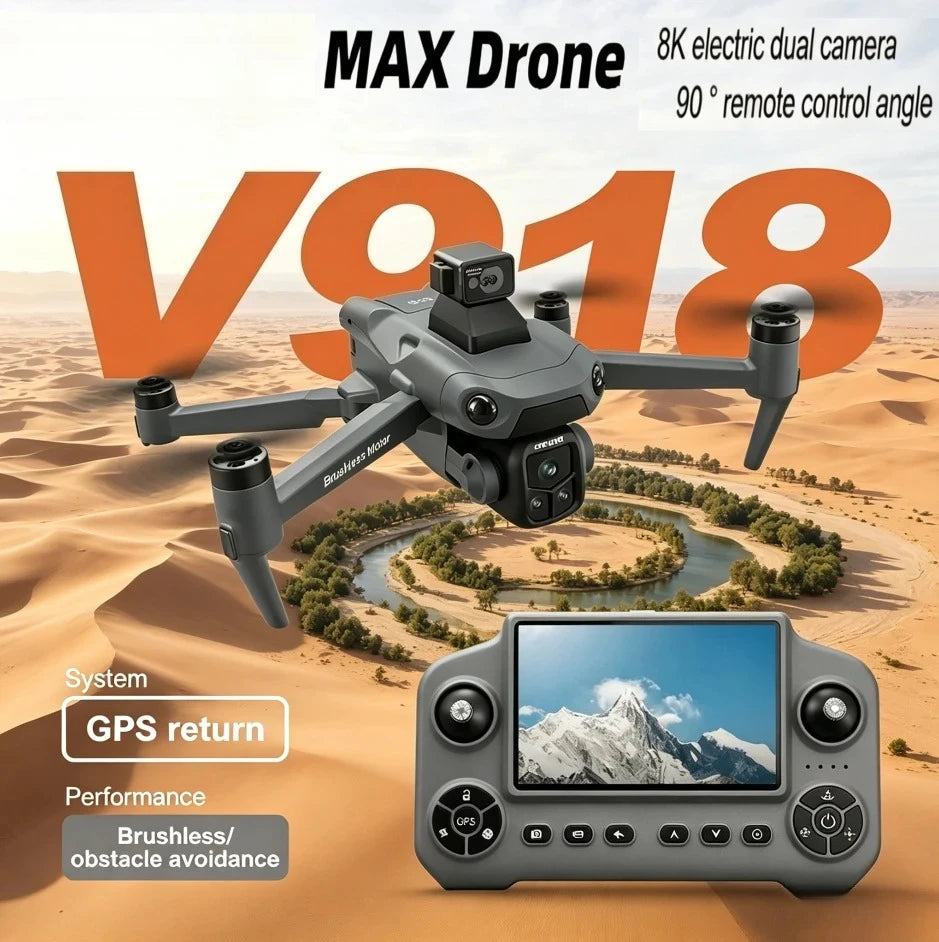 Original V918 Max GPS Drone 4K 8K Professional HD Camera Photography Brushless Foldable Quadcopter Laser Obstacle Avoidance Dron