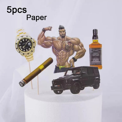 Dollar Happy Birthday Cake Decoration Money Cake Topper For 60s 70s 80s 90s Thanksgiving USA Dollar Theme Party Decors Supplies
