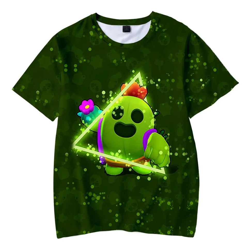 Kids' Game Character Graphic T-Shirt | Short Sleeves & Crew Neck | Casual Wear & Streetwear