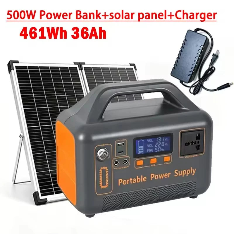 500W 220V Portable Power Station 500Wh 461Wh Solar Generator Emergency Power Bank Power Supply for Home Outdoor Camping Stall