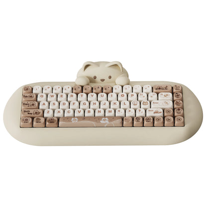 YUNZII C68 Wireless Gaming Keyboard, Hi-Fi Cute Cat Custom RGB Mechanical Keyboard, Silicone 65% Hot Swap Ergonomic Kitty Keeb