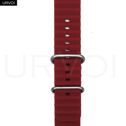 URVOI Ocean Band for Apple Watch Ultra 4 3 2 Strap Series 12 11 10 SE Sport Band for iWatch Silicone Wristband Black Buckle 49mm