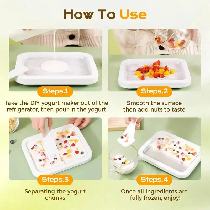 Household Rolled Ice Cream Maker Pan With 2 Scrapers DIY Machine For Sorbet Frozen Yogurt Homemade Dessert