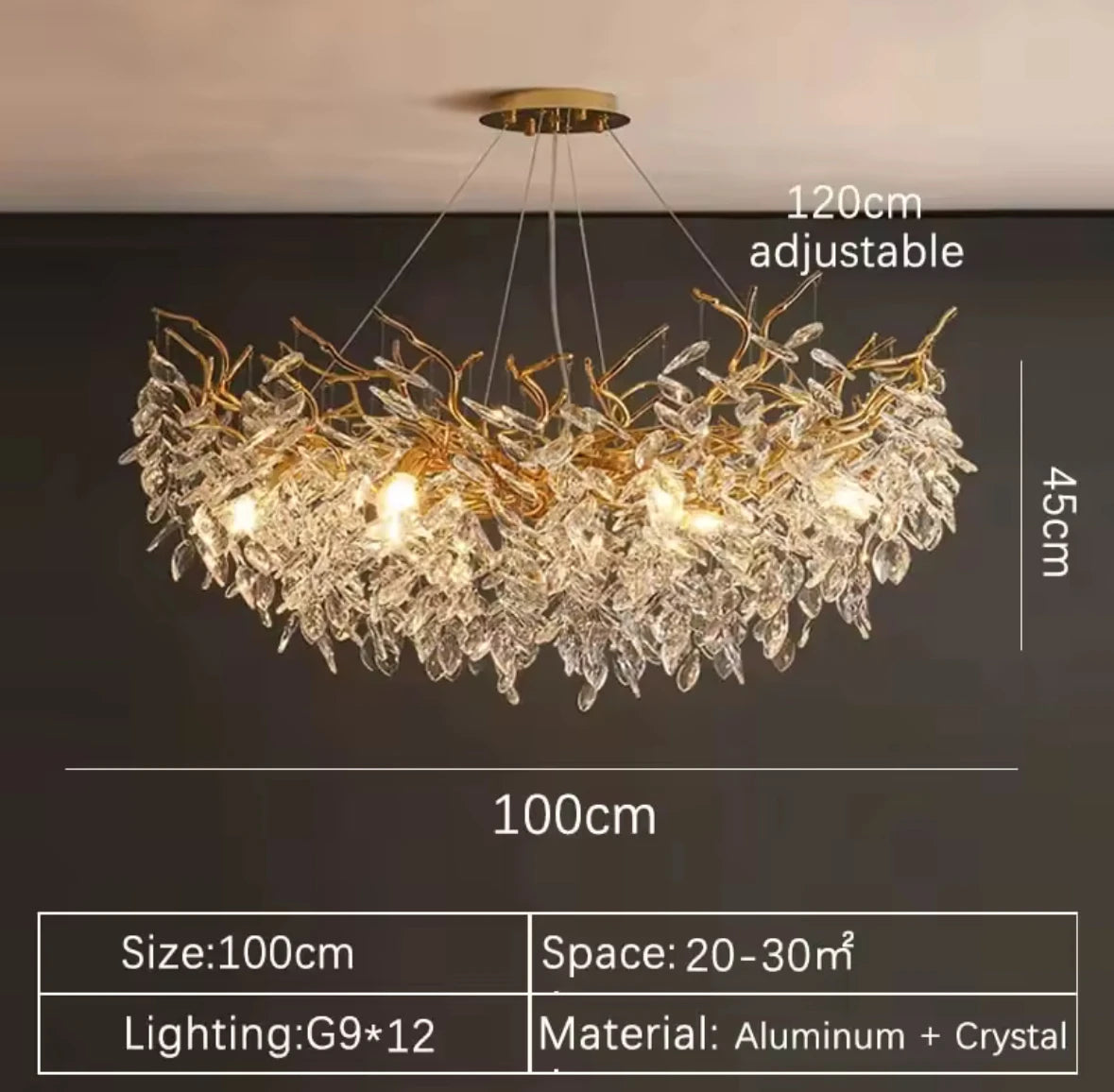Luxury Gold Crystal LED Chandeliers Living Dining Room Bedroom Lighting Lustre Ceiling Pendant Lamps Indoor Villa Lights Fixture