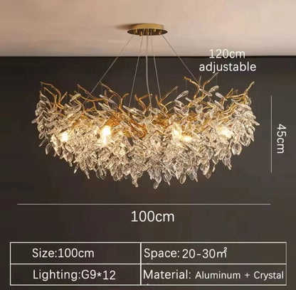 Luxury Gold Crystal LED Chandeliers Living Dining Room Bedroom Lighting Lustre Ceiling Pendant Lamps Indoor Villa Lights Fixture