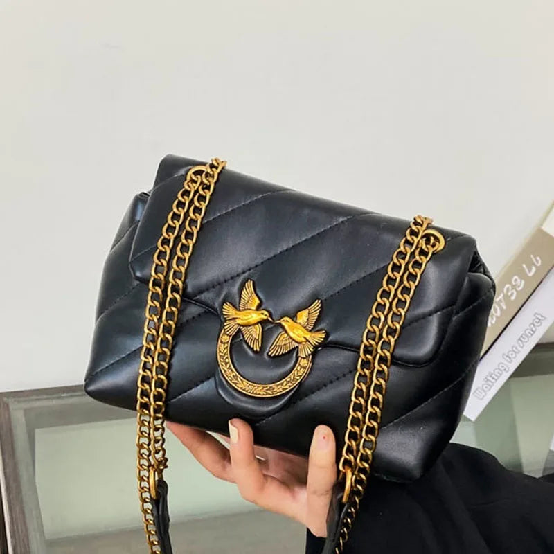 New Women's Winter Chain Bag, Trendy Fashion Crossbody Bag, Rhombus Lightweight Luxury Underarm Bag
