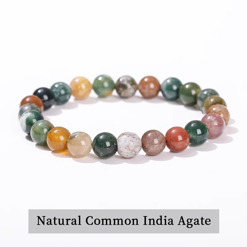 JD Natural Stone Beads Bracelet Amethyst Tiger Eye Crystal Quartz Agate Gem Beads Bangles Women Men Reiki Healling Jewelry Gift