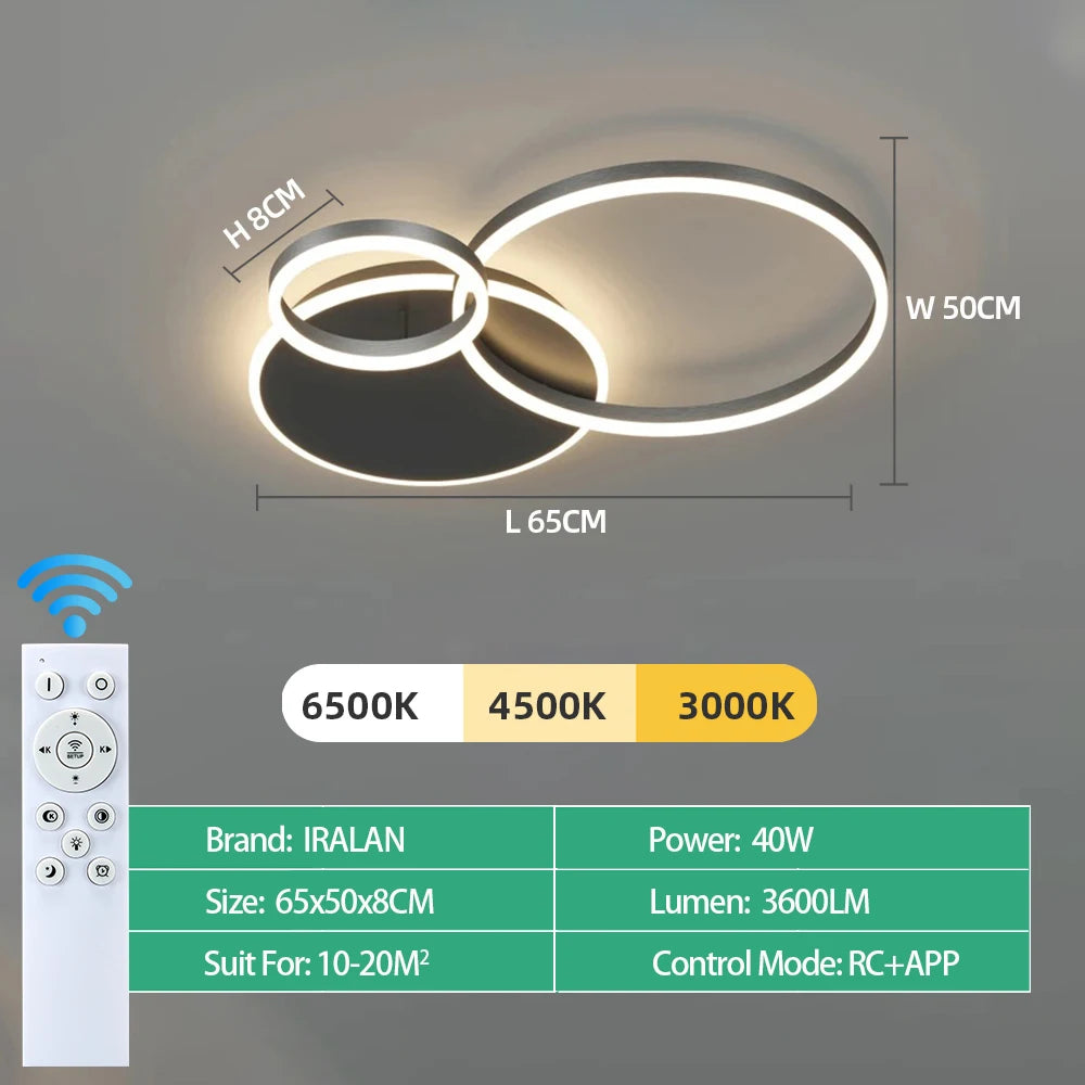 Modern Ceiling Chandelier Dimmable Ceiling Lamp LED Lights Indoor Lighting Fixtures for Home Living Study Room Bedroom Luminaire