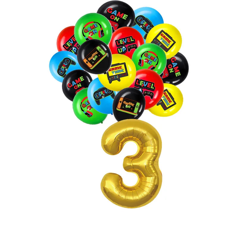 Gamepad Boy Birthday Party Decorations Paper Cup Plate Napkin Tablecloth Banner Caketopper Balloons For Baby Shower Supplies