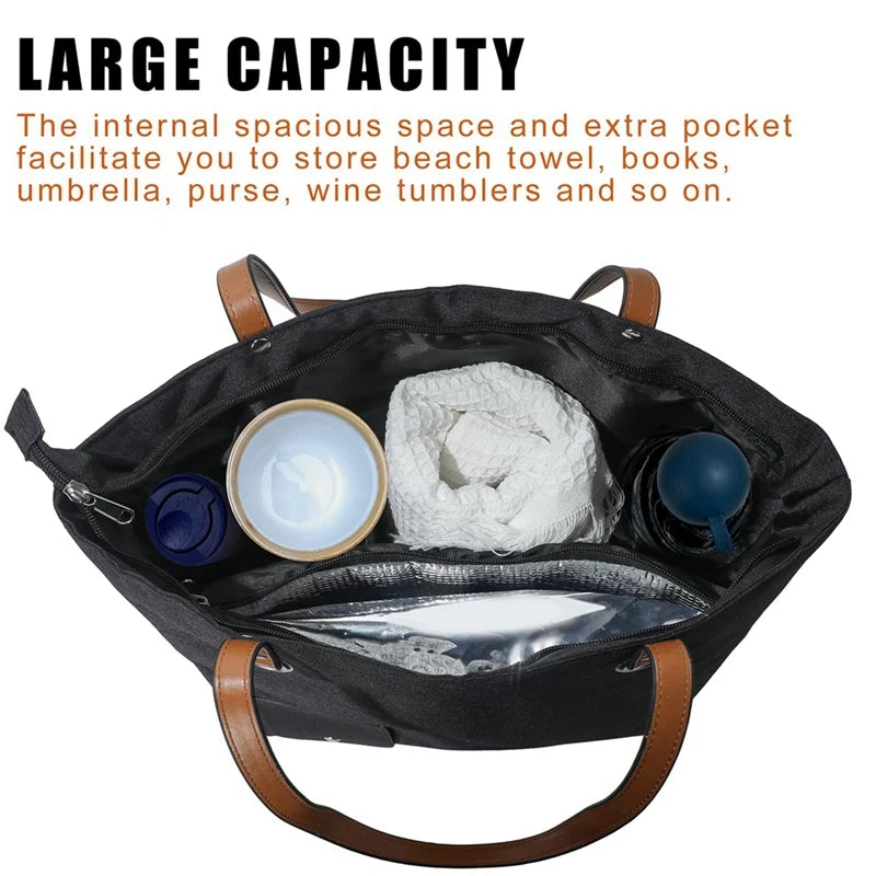 Hot Wine Tote Bag, Beach Cooler For Travel Gift, Leakproof Insulated Purse Carrier With  Spout Compartments