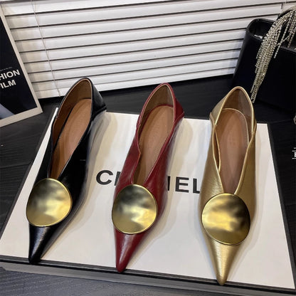 Women's New Low-cut Shoes Spring and Autumn Fashion Metal Decorative Comfortable Lightweight Wear-resistant Casual Shoes.
