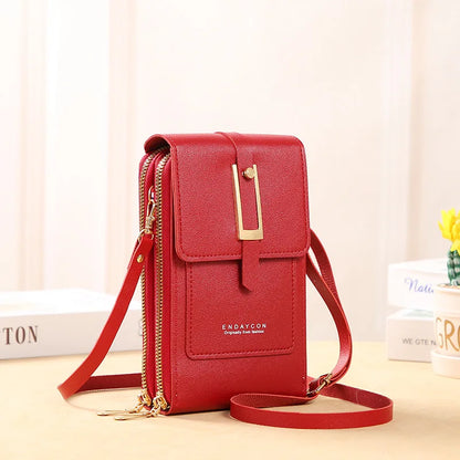 Women’s Mini Crossbody Handbag Purse, Touch Screen Phone BagS, Multi Card Zipper PU Leather Shoulder Bags for Daily Shopp Dating