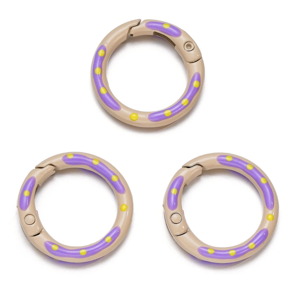5pcs/lot Multicolor Metal Round Ring Spring Clasp Carabiner Keychain Clips Hook Dog Chain DIY Jewelry Buckle Connector Supplies