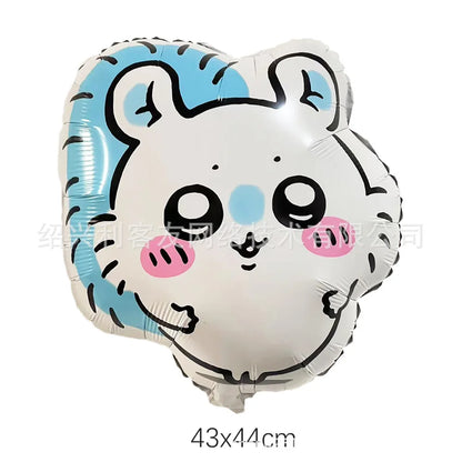 kawaii Chiikawa Birthday Party Disposable tableware Banner Cake Topper Hanging Flag Latex Foil Balloons Birthday Decorations Toy