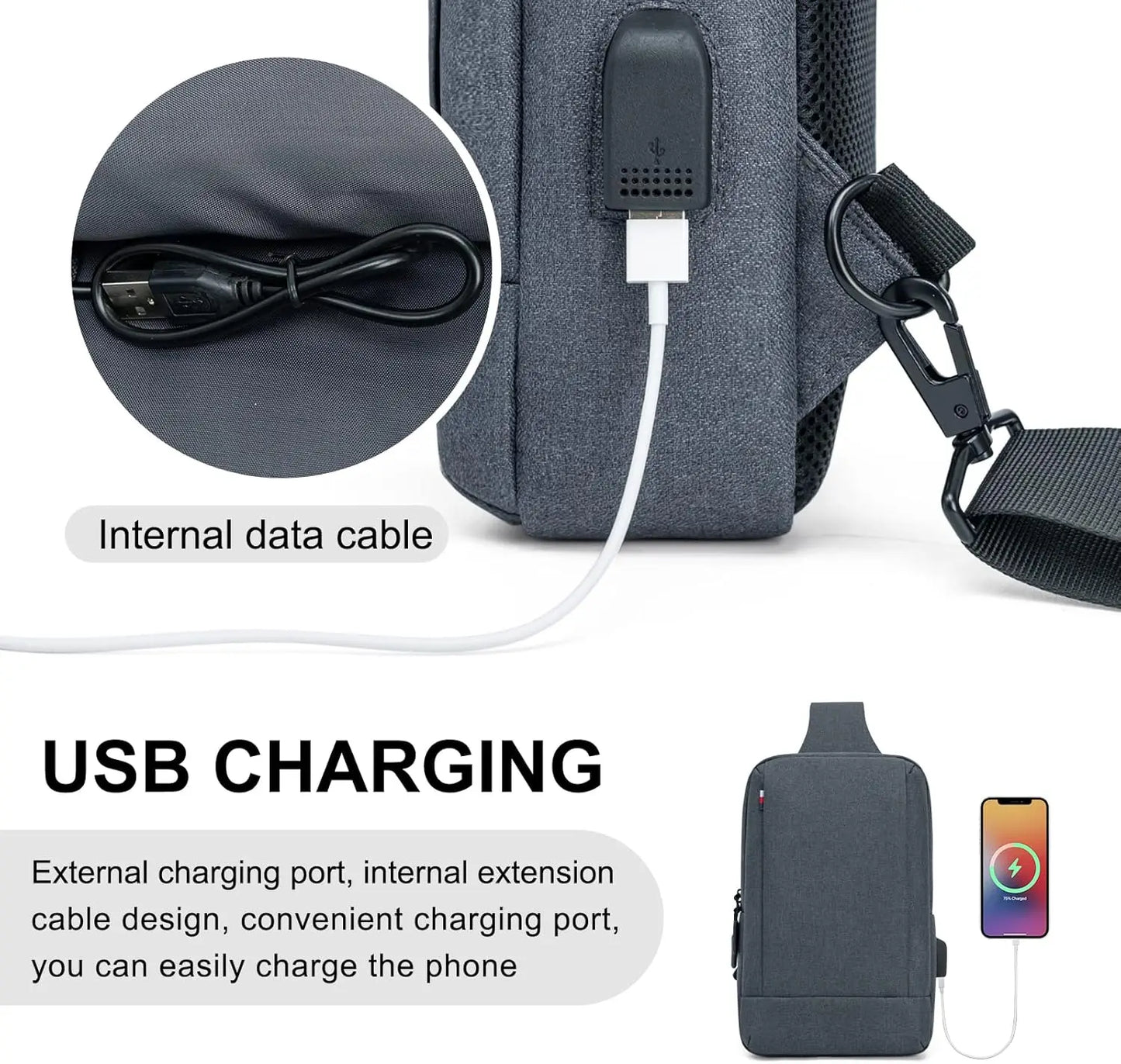Sling Bag Crossbody Bags Men with USB Charging Port Small Messenger Bag Cross Body Shoulder Bag Sling Backpack Women