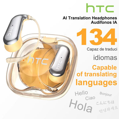 HTC NE38 Bluetooth V6.0 Earphone AI Translation Earbuds OWS Titanium-Wire Wireless Headphones HD Calls Ultralight Earhook