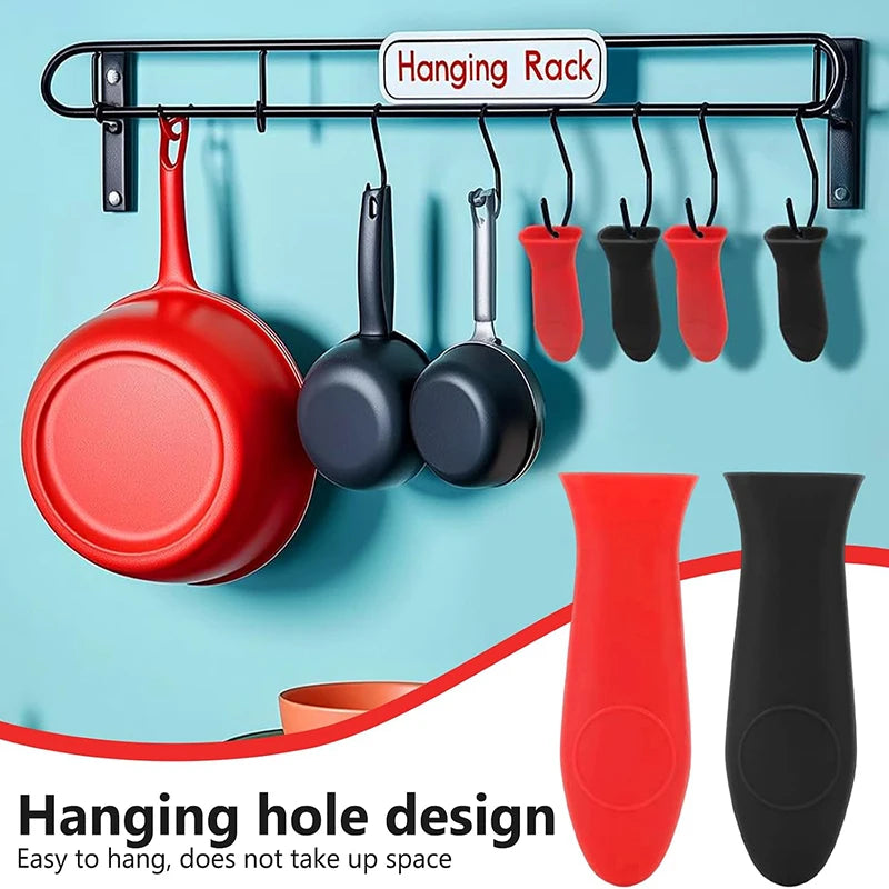 2Pcs Silicone Hot Handle Holder Pan Handle Cover Pan Handle Sleeves Heat Protector Resistant Saucepan Handle Covers For Skillets