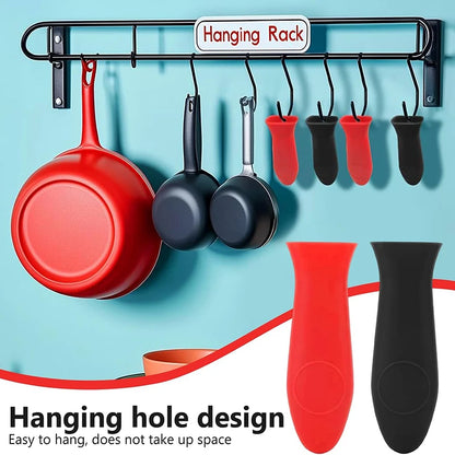 2Pcs Silicone Hot Handle Holder Pan Handle Cover Pan Handle Sleeves Heat Protector Resistant Saucepan Handle Covers For Skillets