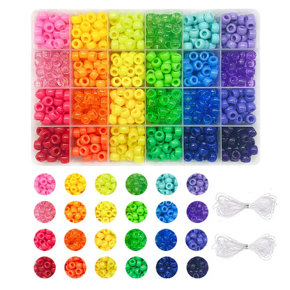 SHU YU Pony Beads for Friendship Bracelet Making Kit 24 Colors Kandi Beads Set, Plastic Rainbow Bulk and 980pcs Letter Beads wit