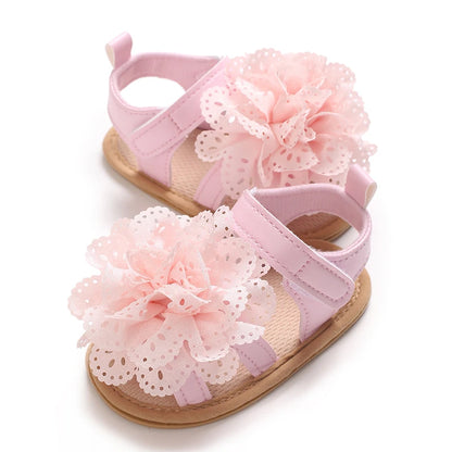 Summer 2026 Western Style Baby Korean Version Flower Princess Shoes Pink Open Toed Baby Girl Sandals