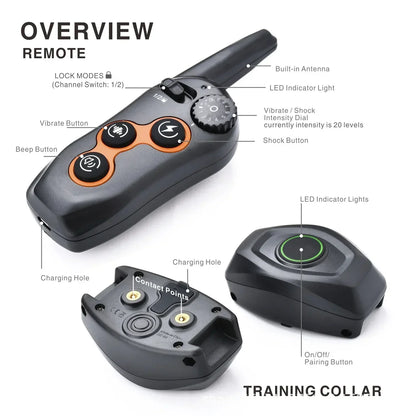 Automatic Bark Stopper Collar, Remote Control Electric Dog Training Device, Pet Training Waterproof Pet Dog Collar for All Dog
