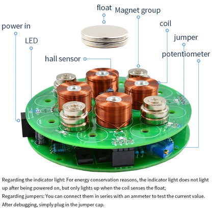 CIRMECH Intelligent Magnetic Levitation Push Type Magnetic Levitation DIY Kit DC12V 2A New Style Suspension Magnetic
