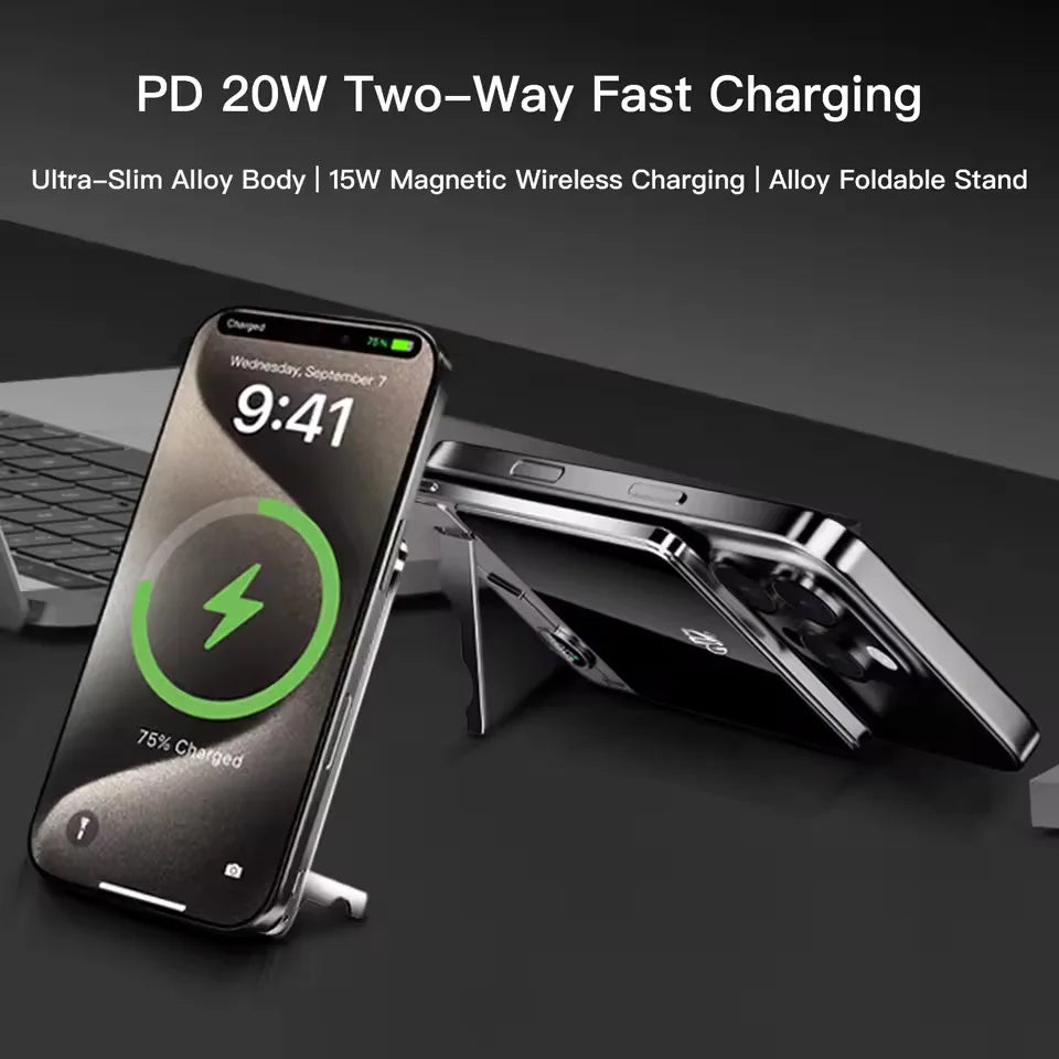 Ultra-thin Magnetic Power Bank Wireless Fast Charging Portable Battery for Apple Watch iPhone Samsung for Magsafe Powerbank